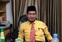 Kuasa hukum kades J, Syarahuddin, SH., atau Bang Reza saat ditemui di kantornya. FOTO MITRAMEDIA