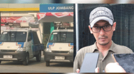 Mobil diduga operasional PLN ULP Jombang yang sedang terparkir di depan kantor ULP Jombang (kiri), Praktisi Hukum, Beni Hendro Yulianto, SH. FOTO MITRAMEDIA