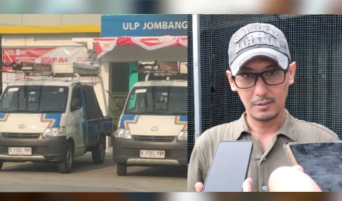 Mobil diduga operasional PLN ULP Jombang yang sedang terparkir di depan kantor ULP Jombang (kiri), Praktisi Hukum, Beni Hendro Yulianto, SH. FOTO MITRAMEDIA