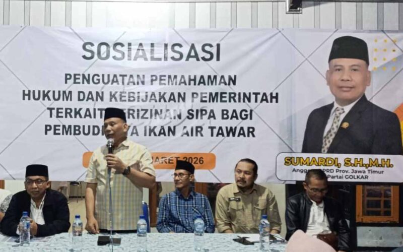 Anggota DPRD Jawa Timur, Sumardi saat memberikan sambutan. (Anang/MITRAMEDIA.CO) 