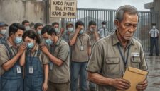 Ilustrasi dibuat oleh Ai, sejumlah buruh di PHK. (ANANG/MITRAMEDIA) 