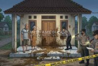 Ilustrasi polisi saat melakukan olah TKP di rumah yang telah disiram air tinja. (ISTIMEWA) 