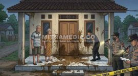 Ilustrasi polisi saat melakukan olah TKP di rumah yang telah disiram air tinja. (ISTIMEWA) 