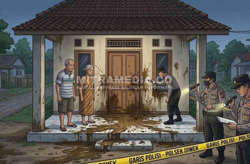 Ilustrasi polisi saat melakukan olah TKP di rumah yang telah disiram air tinja. (ISTIMEWA) 