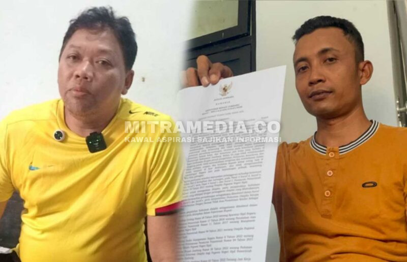 Dua guru di Jombang yang dipecat, Ndharu Suwandono (kiri) dan Yogi Susilo Wicaksono (kanan). 